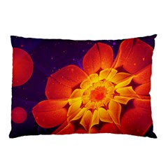 Royal Blue, Red, And Yellow Fractal Gerbera Daisy Pillow Case (two Sides) by jayaprime