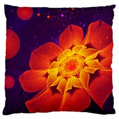 Royal Blue, Red, And Yellow Fractal Gerbera Daisy Large Cushion Case (one Side) by jayaprime