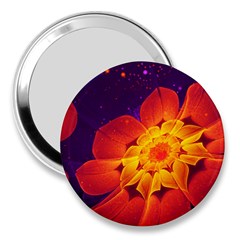 Royal Blue, Red, And Yellow Fractal Gerbera Daisy 3  Handbag Mirrors by jayaprime