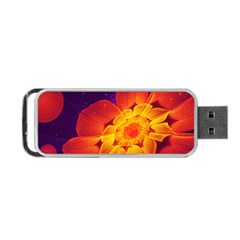 Royal Blue, Red, And Yellow Fractal Gerbera Daisy Portable Usb Flash (one Side) by jayaprime