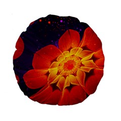 Royal Blue, Red, And Yellow Fractal Gerbera Daisy Standard 15  Premium Round Cushions by jayaprime