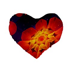 Royal Blue, Red, And Yellow Fractal Gerbera Daisy Standard 16  Premium Heart Shape Cushions by jayaprime