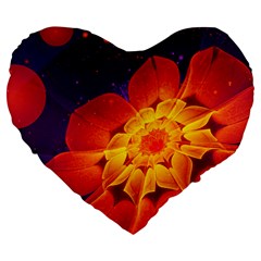 Royal Blue, Red, And Yellow Fractal Gerbera Daisy Large 19  Premium Heart Shape Cushions by jayaprime