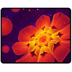 Royal Blue, Red, And Yellow Fractal Gerbera Daisy Double Sided Fleece Blanket (medium)  by jayaprime