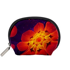 Royal Blue, Red, And Yellow Fractal Gerbera Daisy Accessory Pouches (small)  by jayaprime