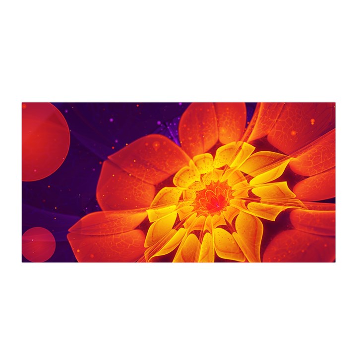 Royal Blue, Red, and Yellow Fractal Gerbera Daisy Satin Wrap