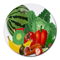 Fruits Vegetables Artichoke Banana Round Mousepads by Nexatart