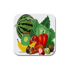 Fruits Vegetables Artichoke Banana Rubber Square Coaster (4 Pack)  by Nexatart