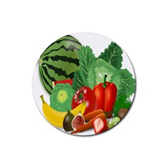 Fruits Vegetables Artichoke Banana Rubber Round Coaster (4 Pack)  by Nexatart