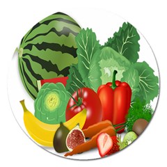 Fruits Vegetables Artichoke Banana Magnet 5  (round) by Nexatart