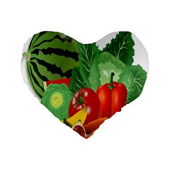 Fruits Vegetables Artichoke Banana Standard 16  Premium Heart Shape Cushions by Nexatart