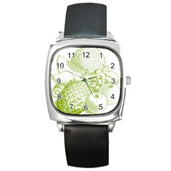 Fruits Vintage Food Healthy Retro Square Metal Watch by Nexatart