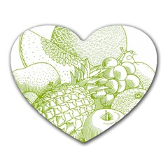 Fruits Vintage Food Healthy Retro Heart Mousepads by Nexatart