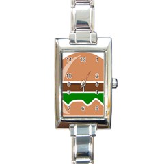 Hamburger Fast Food A Sandwich Rectangle Italian Charm Watch by Nexatart