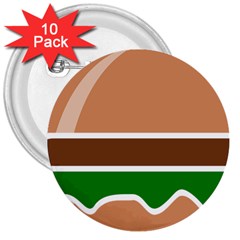 Hamburger Fast Food A Sandwich 3  Buttons (10 Pack)  by Nexatart