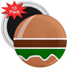 Hamburger Fast Food A Sandwich 3  Magnets (10 Pack)  by Nexatart