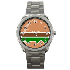 Hamburger Fast Food A Sandwich Sport Metal Watch by Nexatart