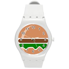 Hamburger Fast Food A Sandwich Round Plastic Sport Watch (m) by Nexatart