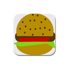 Hamburger Food Fast Food Burger Rubber Square Coaster (4 Pack)  by Nexatart