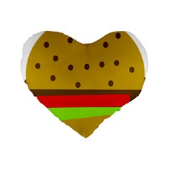 Hamburger Food Fast Food Burger Standard 16  Premium Heart Shape Cushions by Nexatart