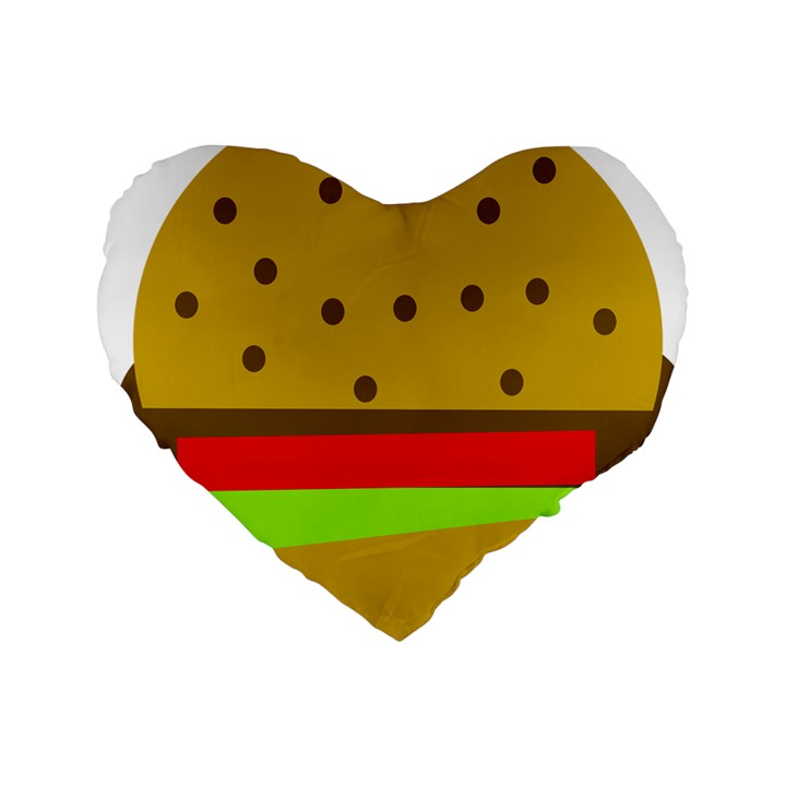 Hamburger Food Fast Food Burger Standard 16  Premium Flano Heart Shape Cushions