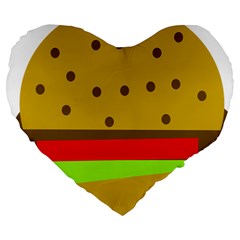 Hamburger Food Fast Food Burger Large 19  Premium Flano Heart Shape Cushions by Nexatart