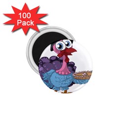 Turkey Animal Pie Tongue Feathers 1 75  Magnets (100 Pack)  by Nexatart