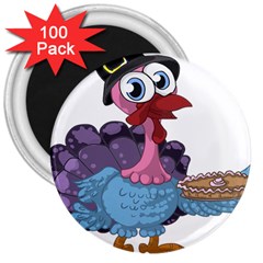 Turkey Animal Pie Tongue Feathers 3  Magnets (100 Pack) by Nexatart