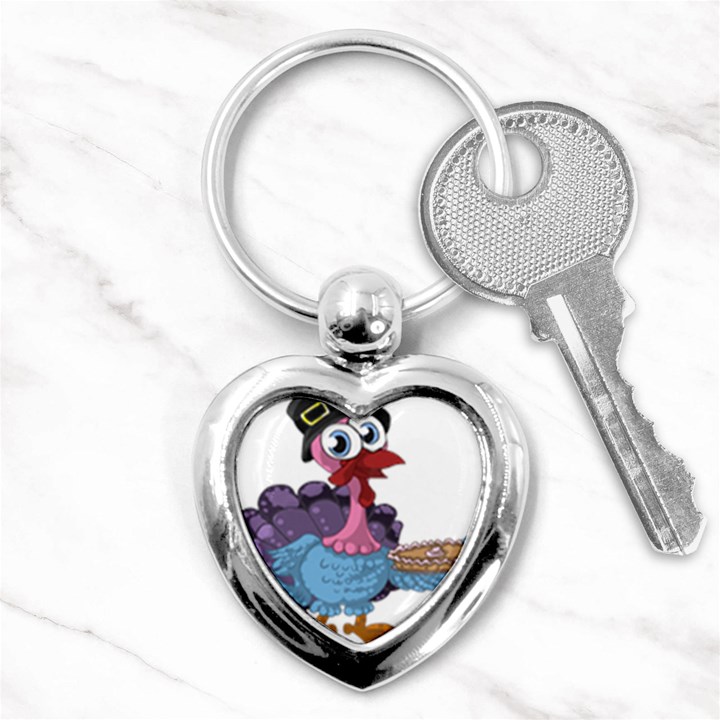 Turkey Animal Pie Tongue Feathers Key Chains (Heart) 