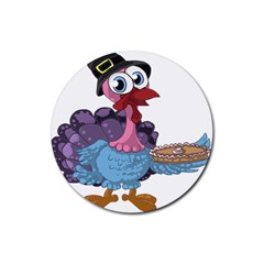 Turkey Animal Pie Tongue Feathers Rubber Round Coaster (4 Pack)  by Nexatart