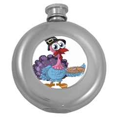 Turkey Animal Pie Tongue Feathers Round Hip Flask (5 Oz) by Nexatart