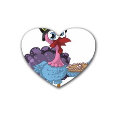 Turkey Animal Pie Tongue Feathers Rubber Coaster (heart)  by Nexatart