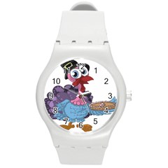 Turkey Animal Pie Tongue Feathers Round Plastic Sport Watch (m) by Nexatart