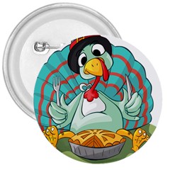 Pie Turkey Eating Fork Knife Hat 3  Buttons by Nexatart