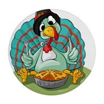 Pie Turkey Eating Fork Knife Hat Ornament (Round) Front