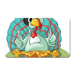 Pie Turkey Eating Fork Knife Hat Magnet (Rectangular)