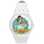 Pie Turkey Eating Fork Knife Hat Round Plastic Sport Watch (M) Front