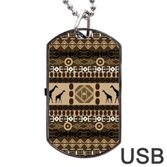 Giraffe African Vector Pattern Dog Tag Usb Flash (one Side)