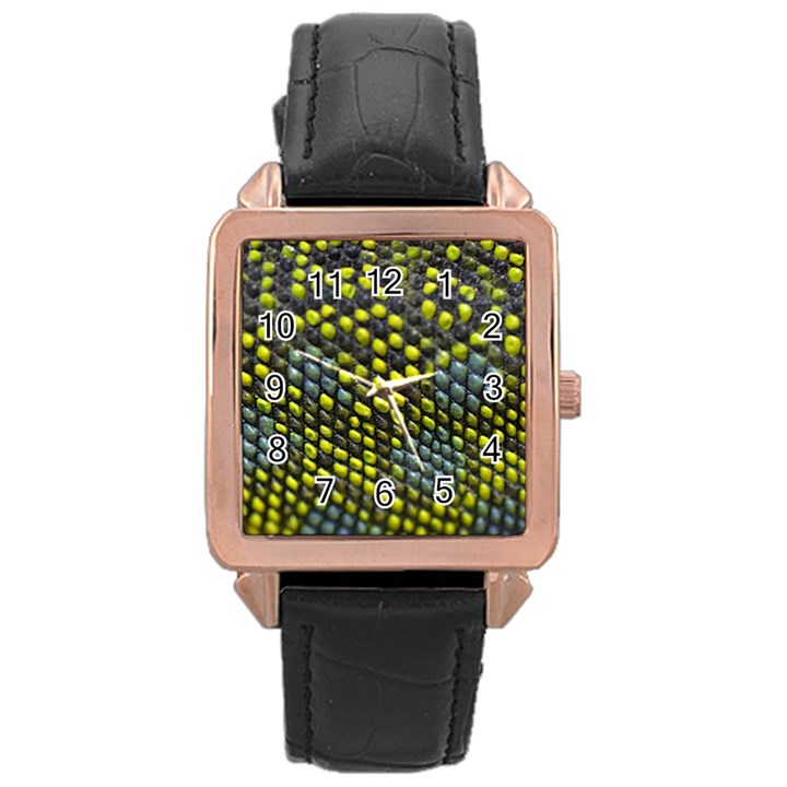 Lizard Animal Skin Rose Gold Leather Watch 