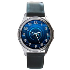 Technology Dashboard Round Metal Watch