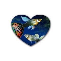 Marine Fishes Rubber Coaster (heart)  by BangZart