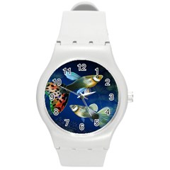 Marine Fishes Round Plastic Sport Watch (m)