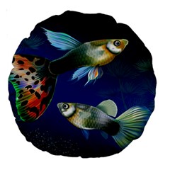 Marine Fishes Large 18  Premium Round Cushions by BangZart