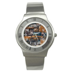 Brick Wall Pattern Stainless Steel Watch by BangZart