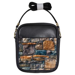 Brick Wall Pattern Girls Sling Bags by BangZart