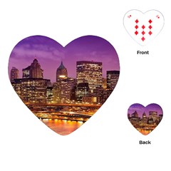 City Night Playing Cards (heart)  by BangZart