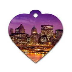 City Night Dog Tag Heart (one Side) by BangZart