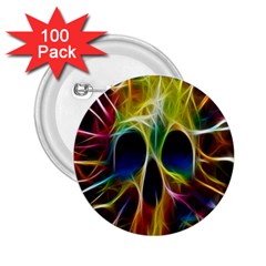 Skulls Multicolor Fractalius Colors Colorful 2 25  Buttons (100 Pack)  by BangZart