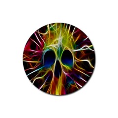 Skulls Multicolor Fractalius Colors Colorful Rubber Coaster (round)  by BangZart