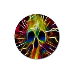 Skulls Multicolor Fractalius Colors Colorful Magnet 3  (round) by BangZart